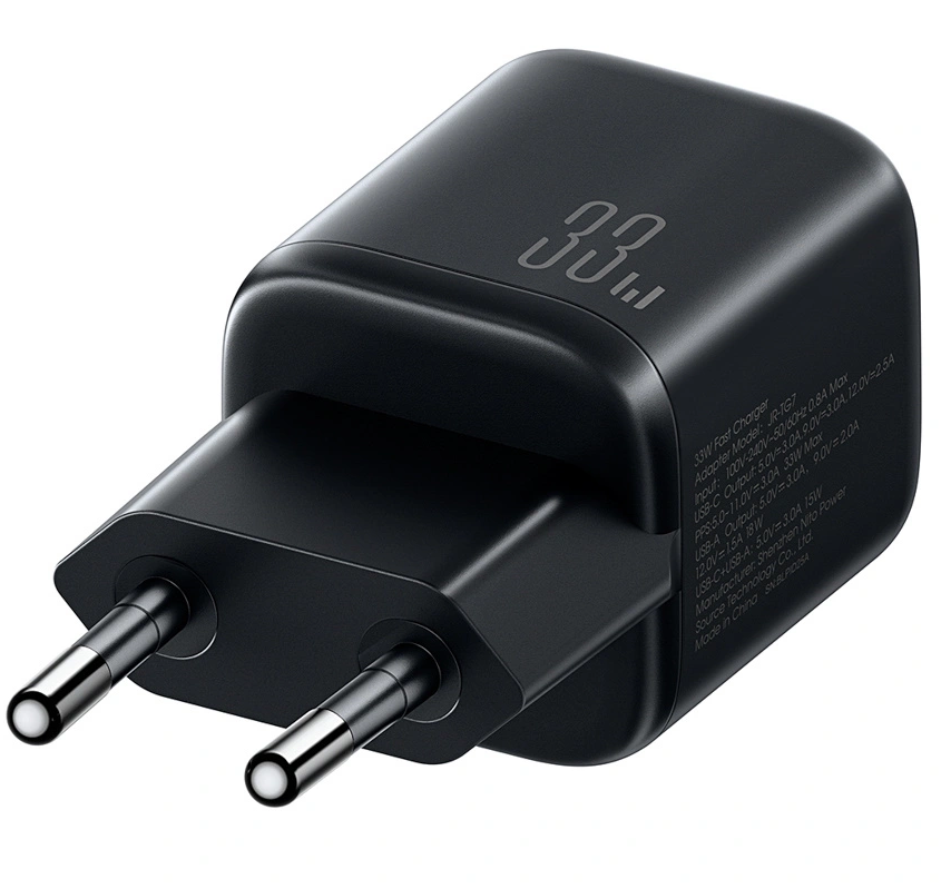 Punjač za mrežu sa USB-C kablom Joyroom JR-TG7, 33W, 3A, 1 x USB-A - 1 x USB-C, Crna