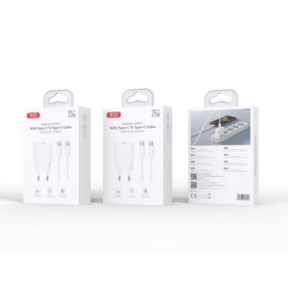 Punjač za mrežu sa USB-C kablom XO Design L167, 25W, 3A, 1 x USB-C, Beli