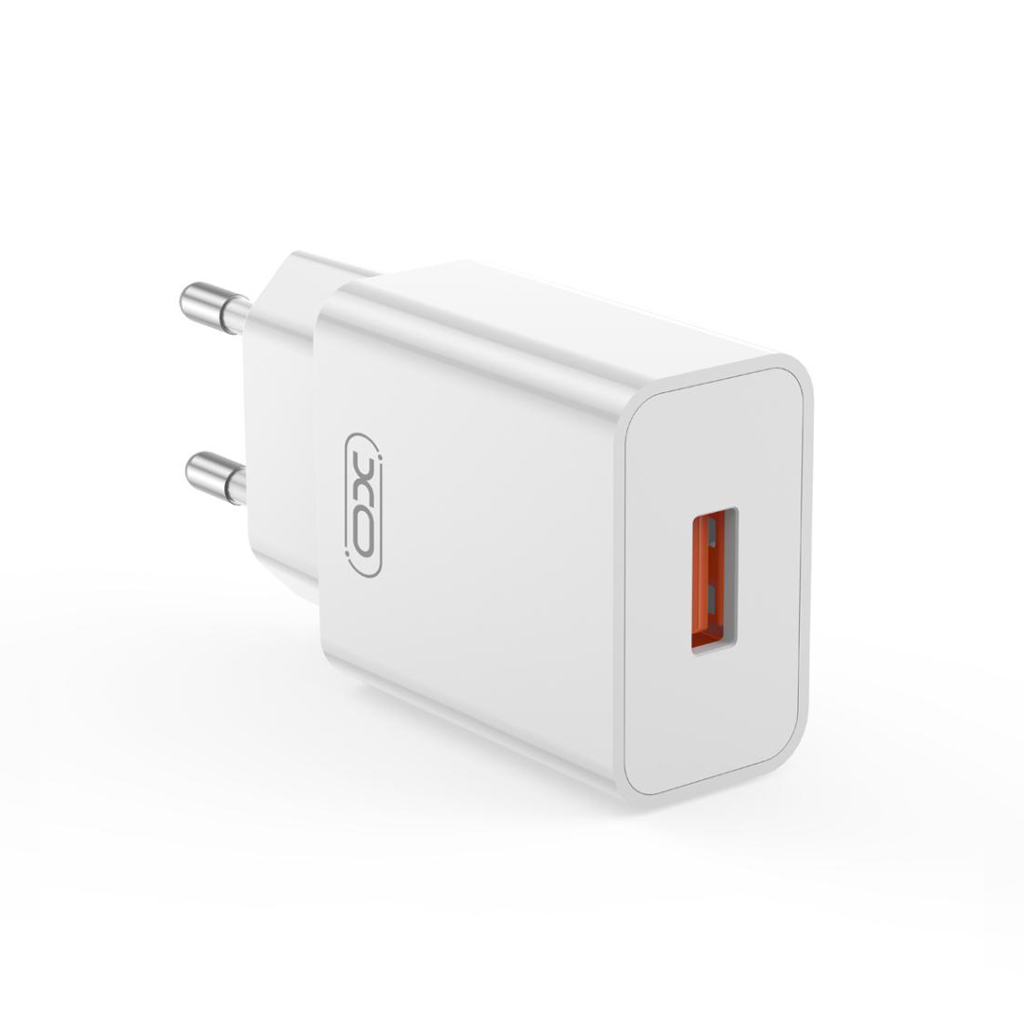 Mrežni punjač sa USB-C kablom XO Design L127, 18W, 3A, 1 x USB-A, Bela