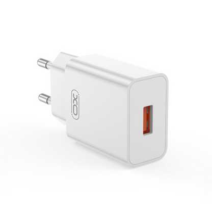 Mrežni punjač sa USB-C kablom XO Design L127, 18W, 3A, 1 x USB-A, Bela