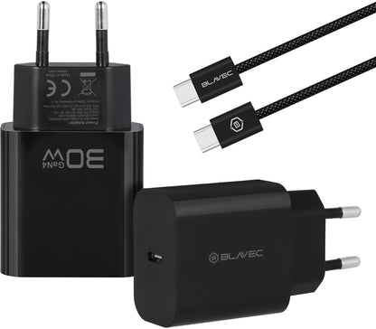 Mrežni punjač sa USB-C kablom Blavec BC-14, 30 W, 3 A, 1 x USB-C, crni