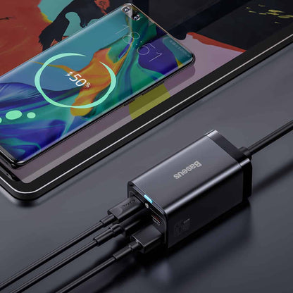 Punjač Baseus GaN3 Pro stacionarna stanica, 65W, 3A, 2 x USB-A - 2 x USB-C, Crni CCGP040101