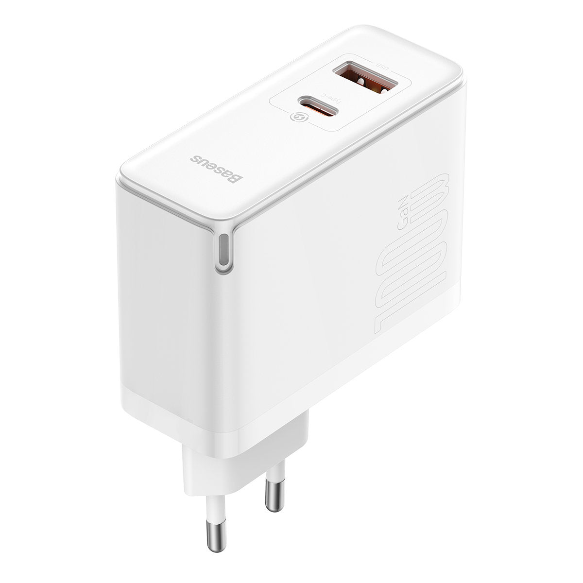 Punjač mreže sa USB-C kablom Baseus GaN5 Pro, 100W, 3A, 1 x USB-A - 1 x USB-C, Beli CCGP090202