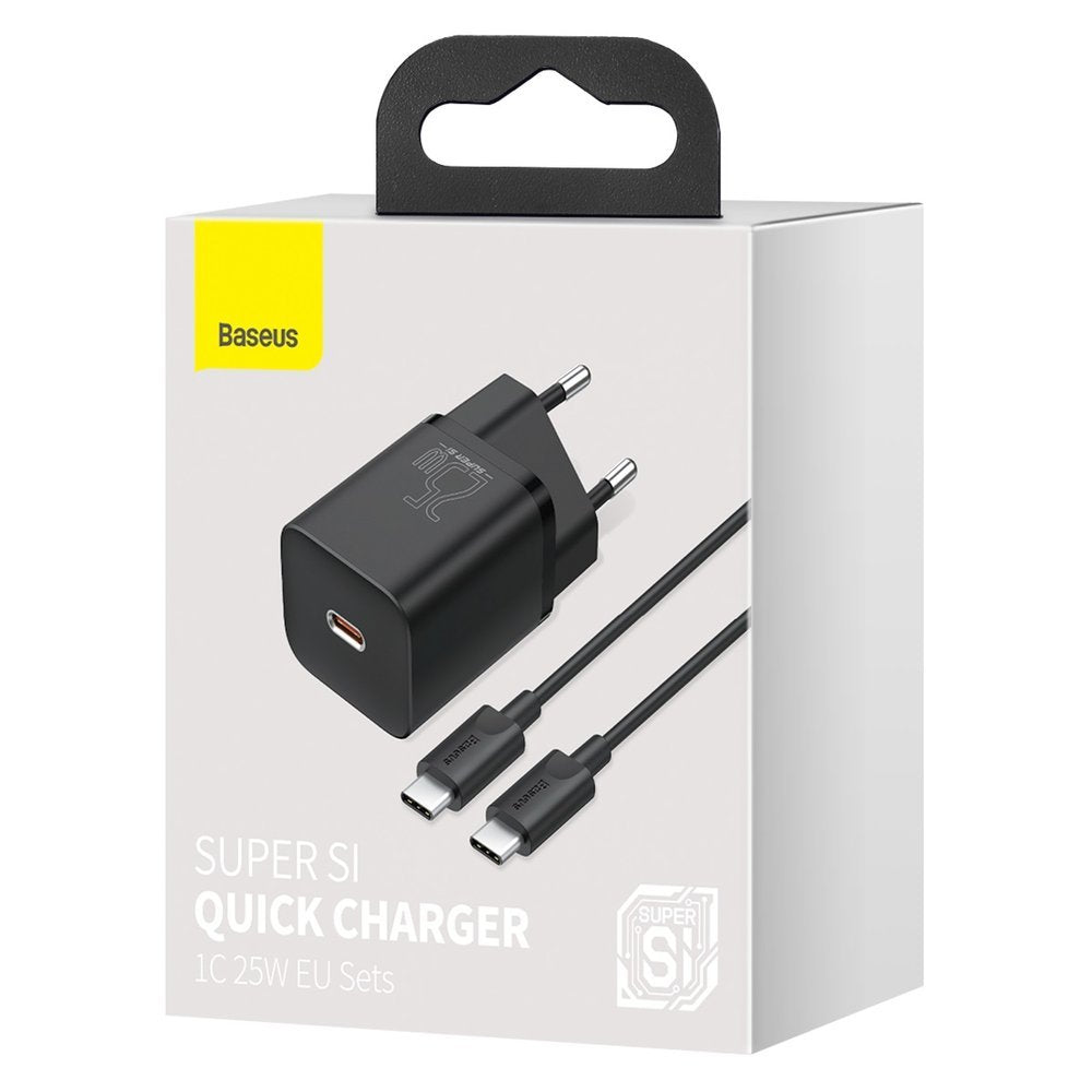 Punjač za mrežu sa USB-C kablom Baseus Super Si, 25W, 3A, 1 x USB-C, crni TZCCSUP-L01