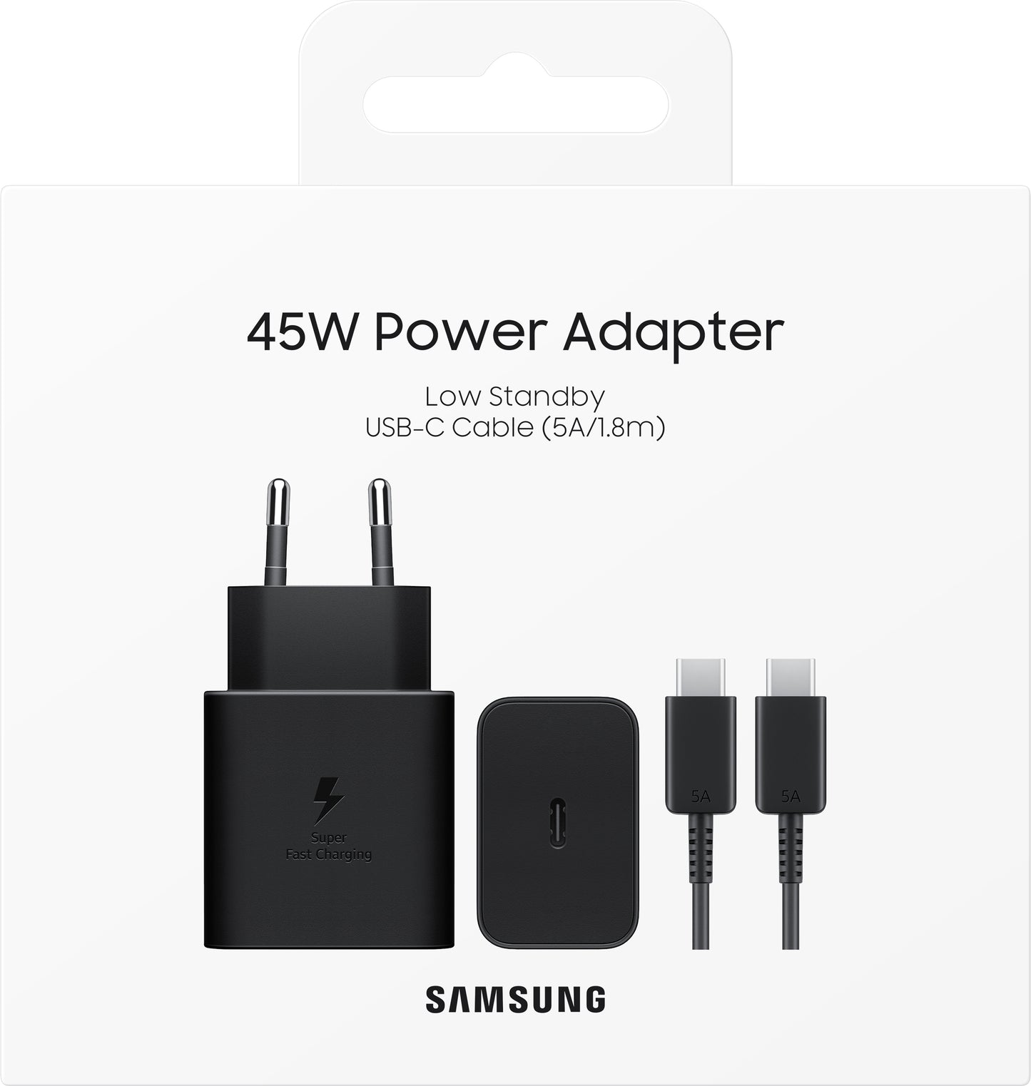 Samsung Network Charger with USB-C Cable, 45W, 4.05A, 1 x USB-C, Black EP-T4511XBEGEU 
