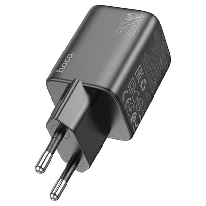 Punjač za mrežu sa Lightning kablom HOCO N41, 20W, 3A, 1 x USB-A - 1 x USB-C, Crni