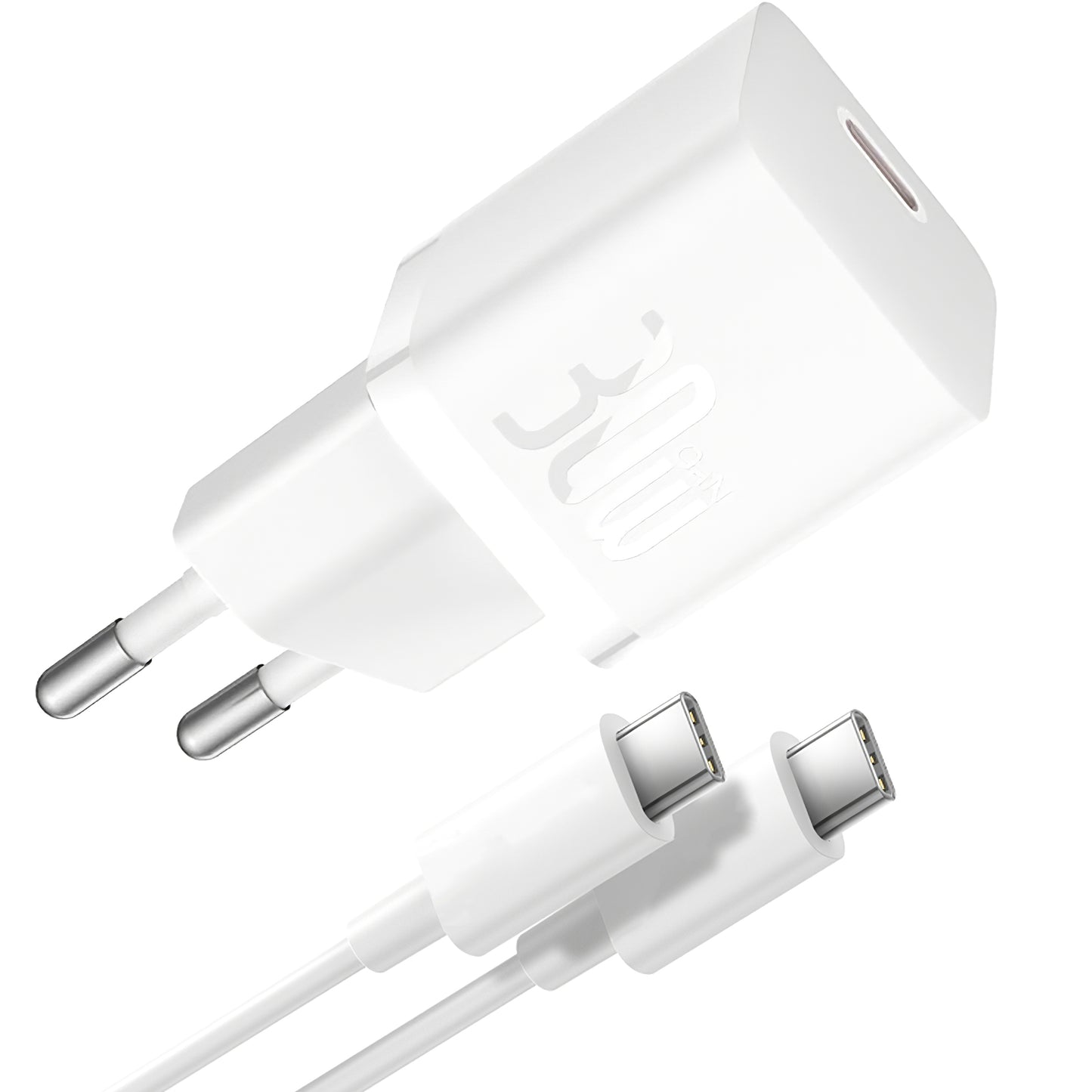 Punjač za mrežu sa USB-C kablom Baseus GaN5S, 30W, 3A, 1 x USB-C, Beli P10110902213-00