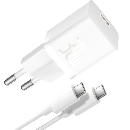 Punjač za mrežu sa USB-C kablom Baseus GaN5S, 30W, 3A, 1 x USB-C, Beli P10110902213-00