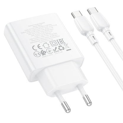 Punjač za mrežu sa USB-C kablom Borofone BN25 Wish, 30W, 3A, 1 x USB-A - 1 x USB-C, Beli