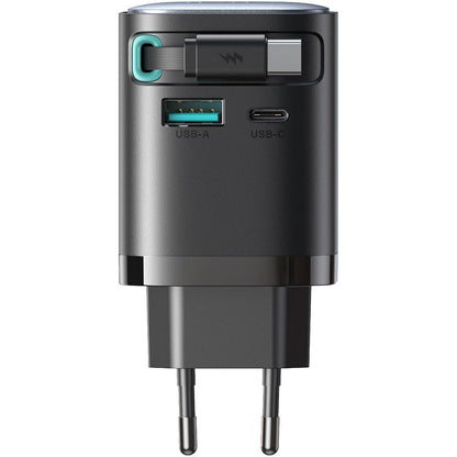 Punjač za mrežu s USB-C kabelom Joyroom JR-TCL02, 65W, 3A, 1 x USB-A - 1 x USB-C, crni
