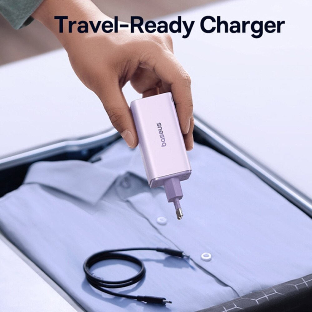 Punjač mreže sa USB-C kablom Baseus GaN6 Pro, 100W, 3.25A, 2 x USB-A - 2 x USB-C, Ljubičasti P10162705532-00