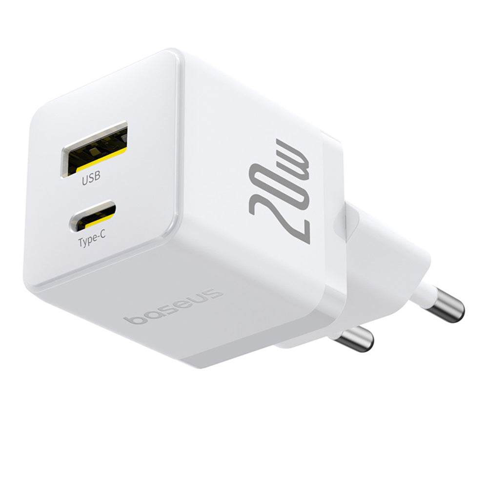 Punjač za mrežu sa USB-C kablom Baseus Palm, 20W, 3A, 1 x USB-A - 1 x USB-C, Beli P10111608213-01