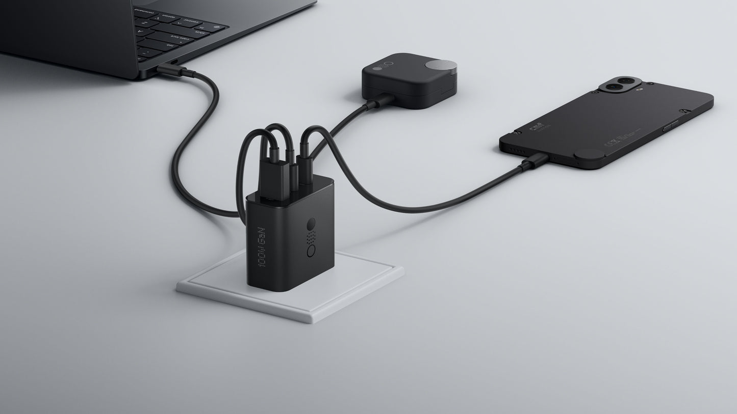 Punjač za mrežu sa USB-C kablom CMF by Nothing C349, 100W, 5A, 1 x USB-A - 2 x USB-C, Sivi A10800016