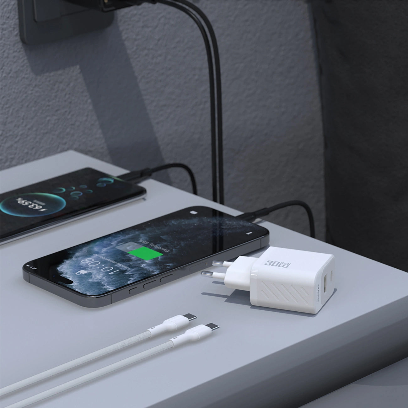 Punjač mreže sa USB-C kablom Dudao A27TCEU, 30W, 1 x USB-A - 1 x USB-C, Crni