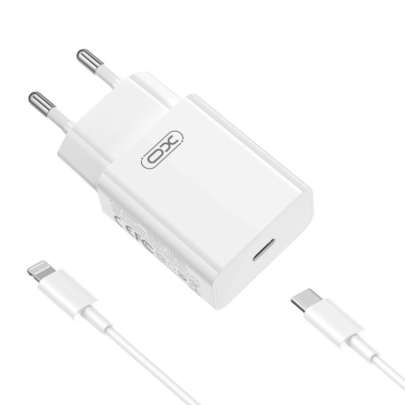 Mrežni punjač sa Lightning kablom XO Design L126, 20W, 3A, 1 x USB-C, Bela