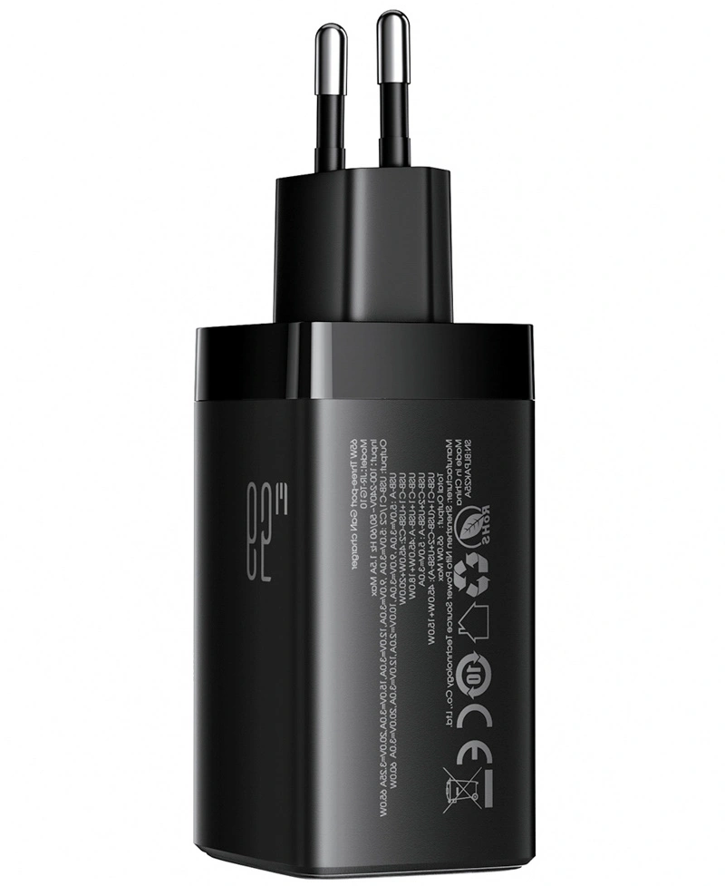 Punjač za mrežu sa USB-C kablom Joyroom JR-TG10, 65W, 3.25A, 1 x USB-A - 2 x USB-C, Crna