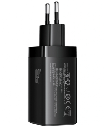 Punjač za mrežu sa USB-C kablom Joyroom JR-TG10, 65W, 3.25A, 1 x USB-A - 2 x USB-C, Crna