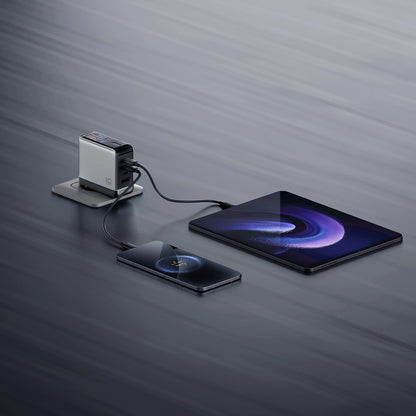 Punjač za mrežu sa USB-C kablom Cuktech AD1204U Display, 120W, 6A, 1 x USB-A - 2 x USB-C, Srebrni