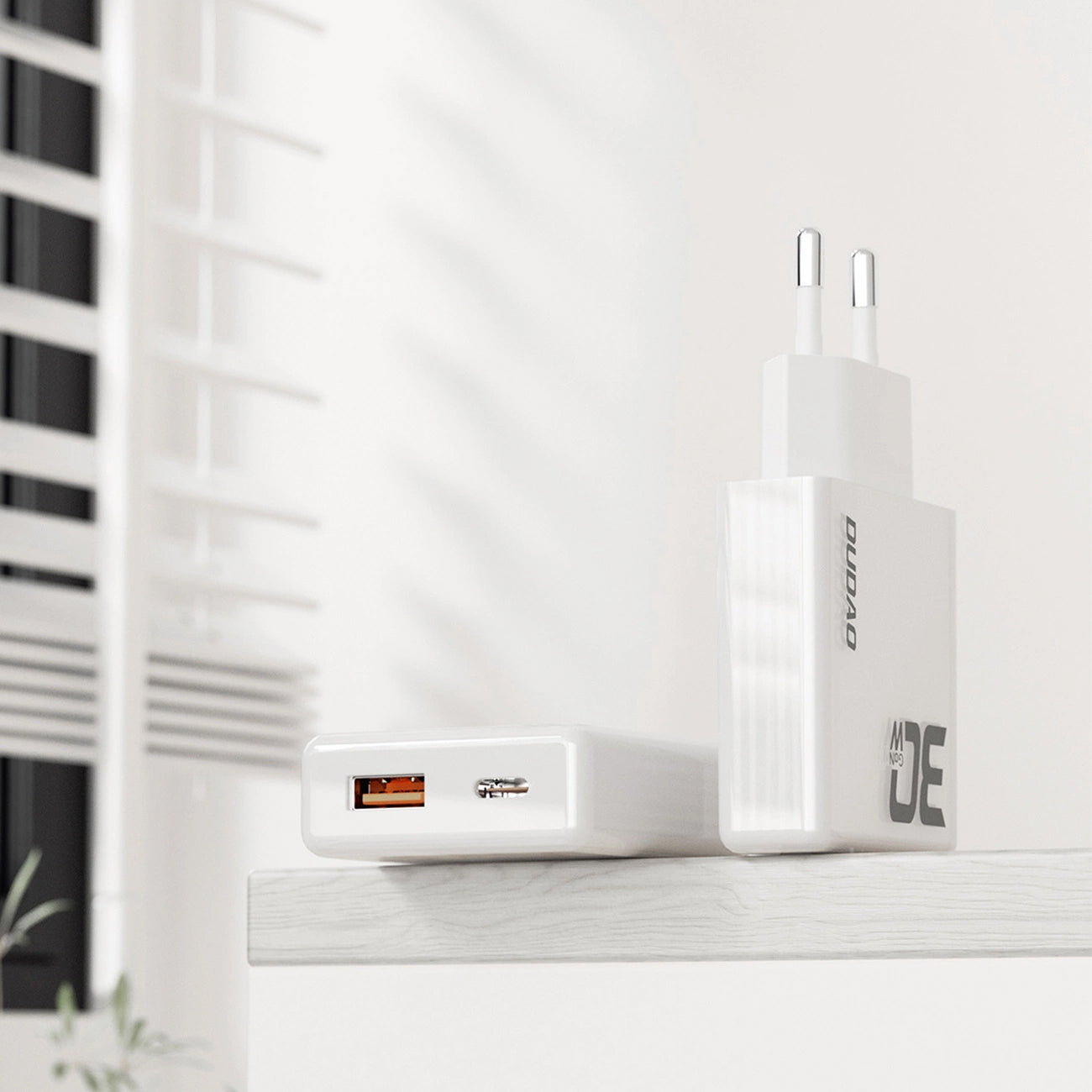 Dudao A30EUT USB-C Cable Network Charger, 30W, 3A, 1 x USB-A - 1 x USB-C, White 