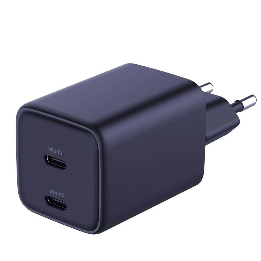 Punjač za mrežu sa USB-C kablom 3MK HyperCharger, 45W, 3A, 2 x USB-C, Crni