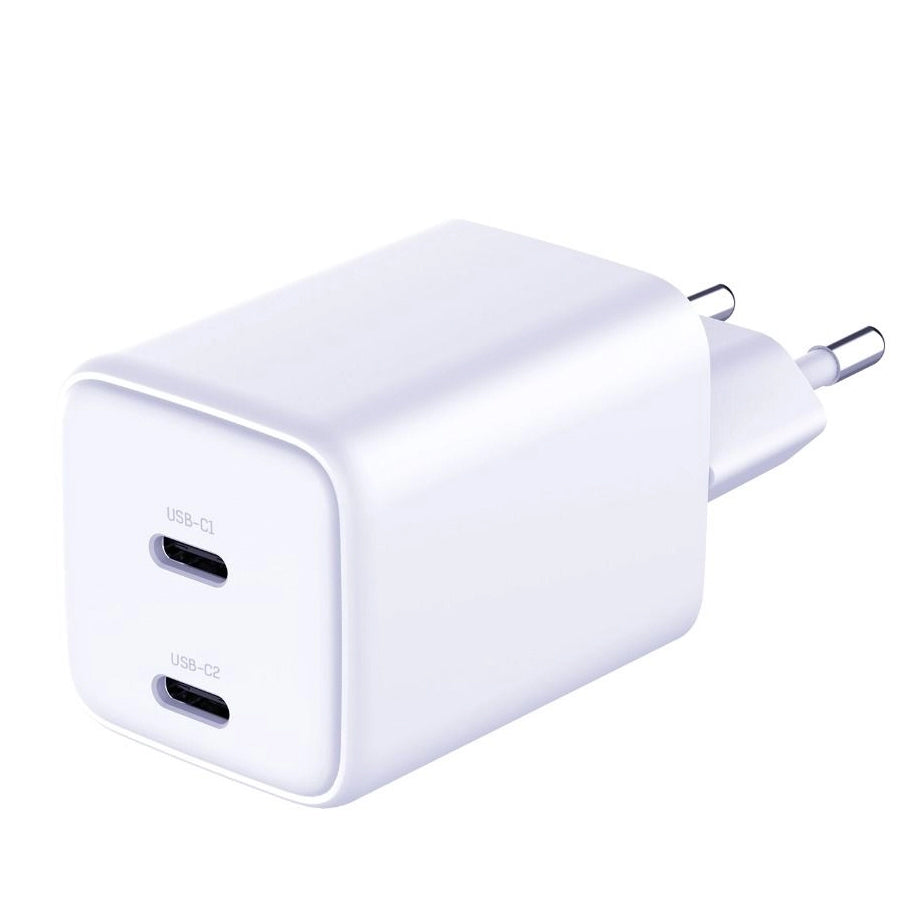 Network Charger with USB-C Cable 3MK HyperCharger, 45W, 3A, 2 x USB-C, White 