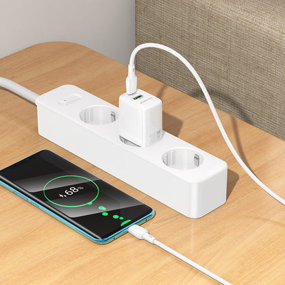 Punjač za mrežu sa USB-C kablom Borofone BN27 Fuente, 20W, 3A, 1 x USB-A - 1 x USB-C, Beli