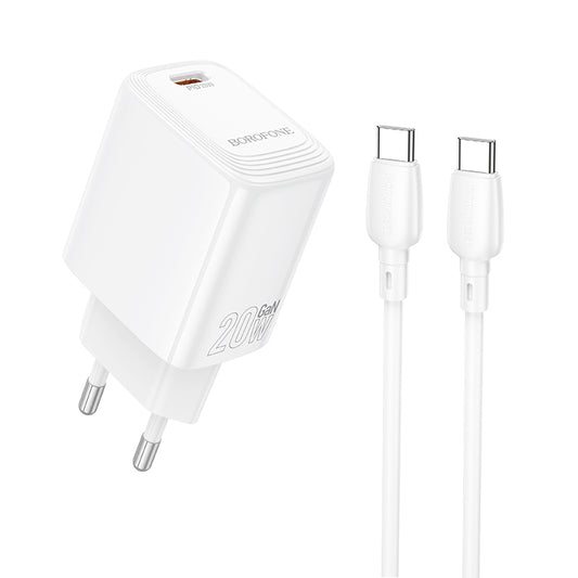Punjač za mrežu sa USB-C kablom Borofone BN26 Fuente, 20W, 3A, 1 x USB-C, Bela