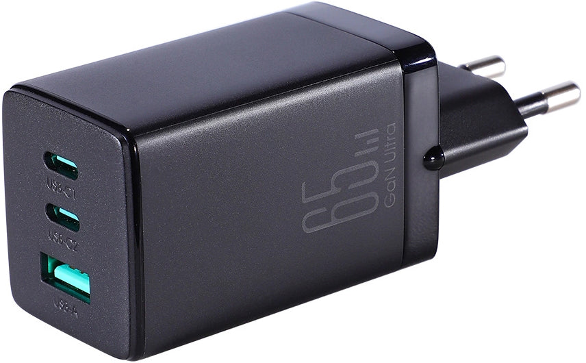 Punjač mreže sa USB-C kablom Joyroom TCG01, 65W, 3.25A, 1 x USB-A - 2 x USB-C, Crni