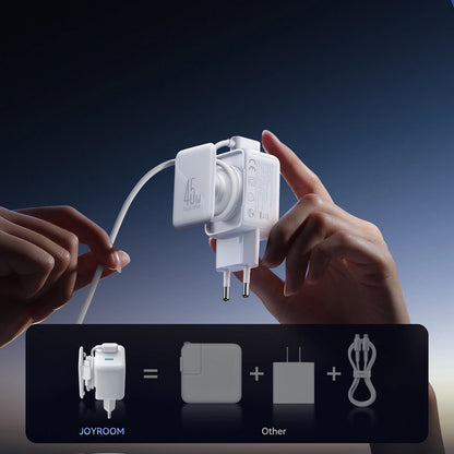 Punjač za mrežu sa USB-C kablom Joyroom JR-TCL05, 45W, 3A, 2 x USB-C, Bel