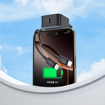 Punjač za mrežu sa Lightning kablom XO Design L155, 30W, 3A, 1 x USB-C, Crni