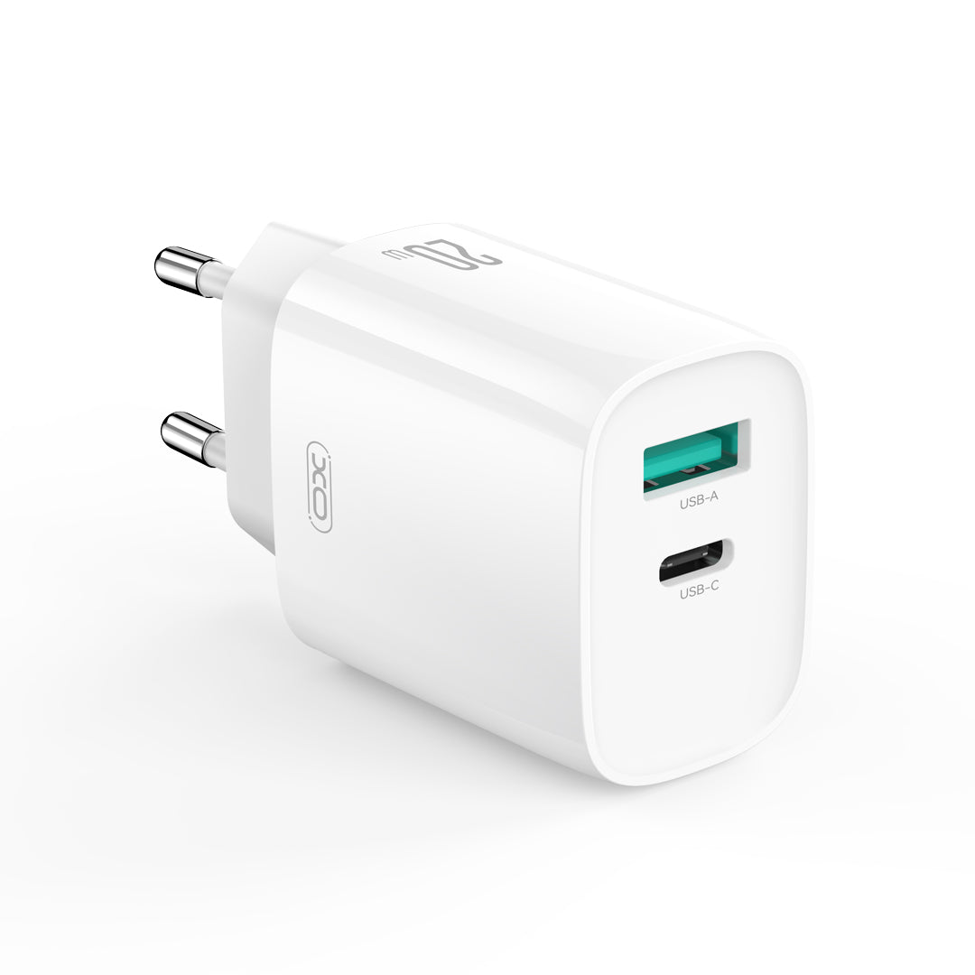 Punjač za mrežu sa USB-C kablom XO Design CE29, 20W, 3A, 1 x USB-A - 1 x USB-C, Beli