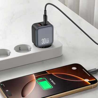 Punjač za mrežu sa Lightning kablom XO Design L156, 30W, 3A, 1 x USB-A - 1 x USB-C, Crni
