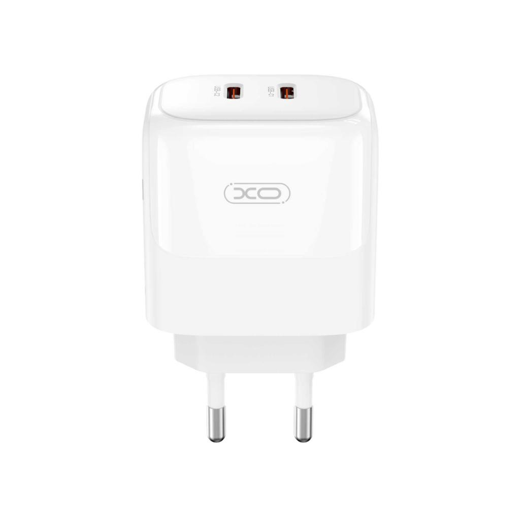 Punjač za mrežu sa Lightning kablom XO Design L140, 35W, 3A, 2 x USB-C, Beli