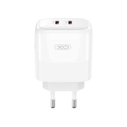 Punjač za mrežu sa Lightning kablom XO Design L140, 35W, 3A, 2 x USB-C, Beli