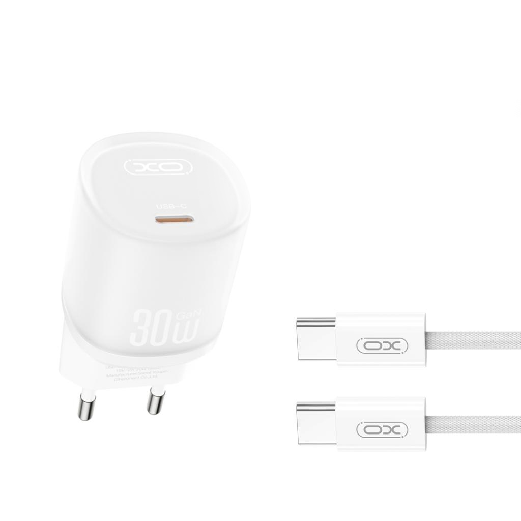 Punjač za mrežu sa USB-C kablom XO Design L150, 30W, 3A, 1 x USB-C, Bela