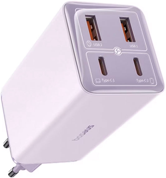 Punjač mreže sa USB-C kablom Baseus GaN6 Pro, 100W, 3.25A, 2 x USB-A - 2 x USB-C, Ljubičasti P10162705532-00