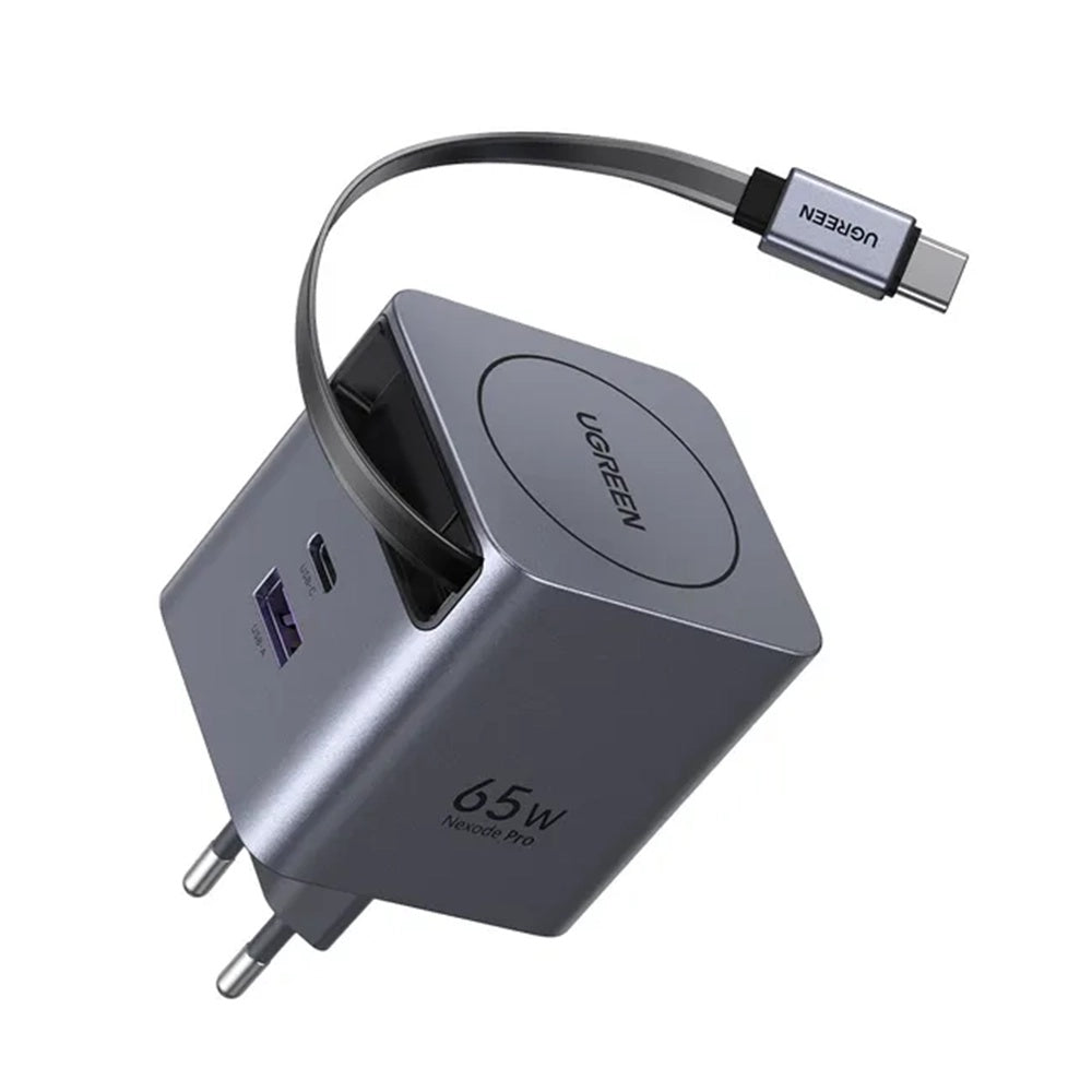 Punjač za mrežu sa USB-C kablom UGREEN X615, 65W, 3A, 1 x USB-A - 1 x USB-C, Sivi