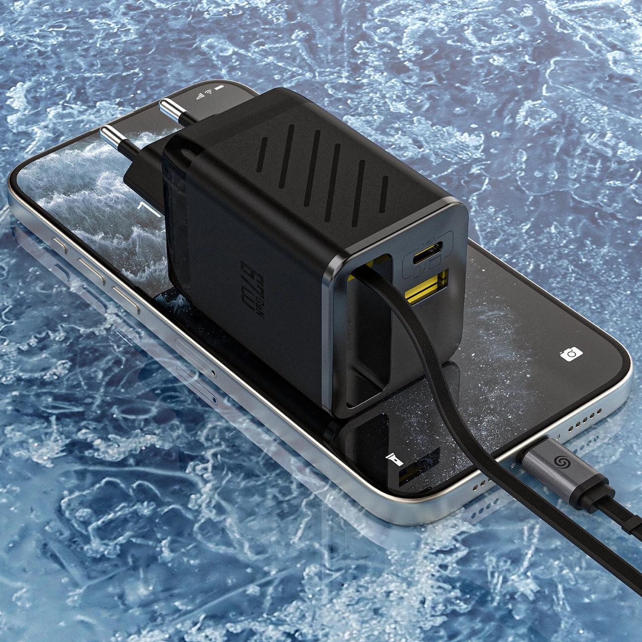 Punjač za mrežu sa USB-C kablom Dudao A67EU, 67W, 3.35A, 1 x USB-A - 1 x USB-C, Crni