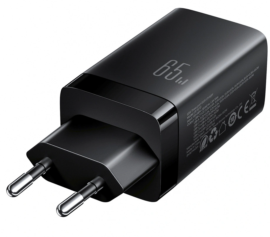 Punjač za mrežu sa USB-C kablom Joyroom JR-TG10, 65W, 3.25A, 1 x USB-A - 2 x USB-C, Crna