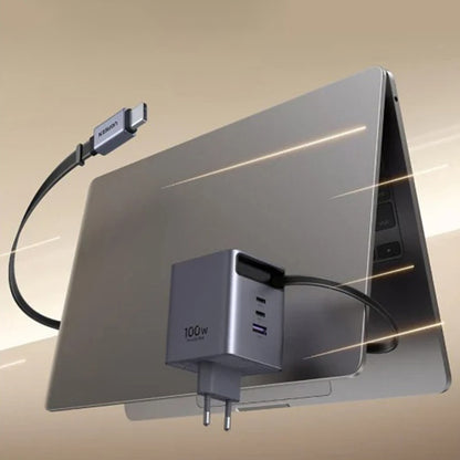 Mrežni punjač sa USB-C kablom UGREEN X616 (65828), 100W, 5A, 1 x USB-A - 3 x USB-C, Siva