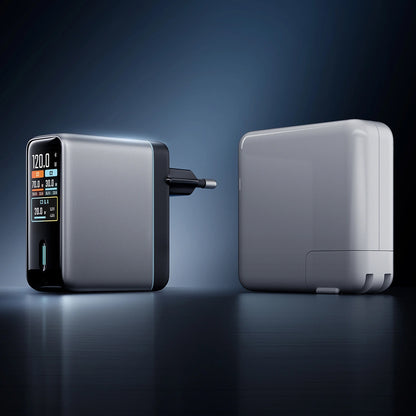 Punjač za mrežu sa USB-C kablom Cuktech AD1204U Display, 120W, 6A, 1 x USB-A - 2 x USB-C, Srebrni