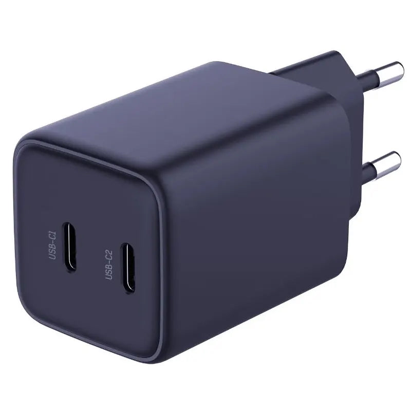Punjač za mrežu sa USB-C kablom 3MK HyperCharger, 45W, 3A, 2 x USB-C, Crni