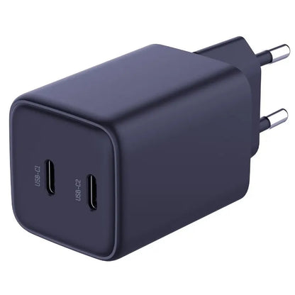 Punjač za mrežu sa USB-C kablom 3MK HyperCharger, 45W, 3A, 2 x USB-C, Crni