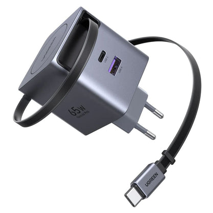 Punjač za mrežu sa USB-C kablom UGREEN X615, 65W, 3A, 1 x USB-A - 1 x USB-C, Sivi