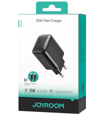 Punjač za mrežu sa USB-C kablom Joyroom JR-TCF23, 25W, 3A, 1 x USB-C, Crni