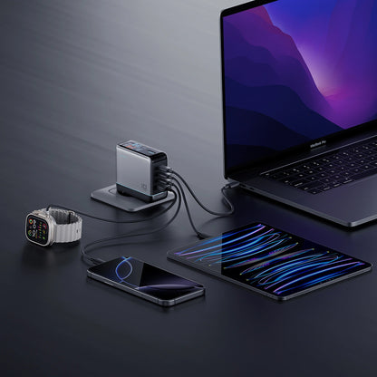 Punjač za mrežu sa USB-C kablom Cuktech AD1204U Display, 120W, 6A, 1 x USB-A - 2 x USB-C, Srebrni