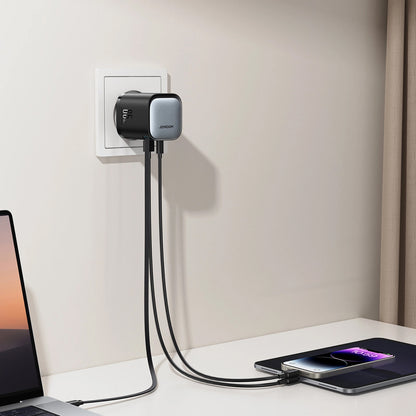 Punjač za mrežu s USB-C kabelom Joyroom JR-TCL02, 65W, 3A, 1 x USB-A - 1 x USB-C, crni