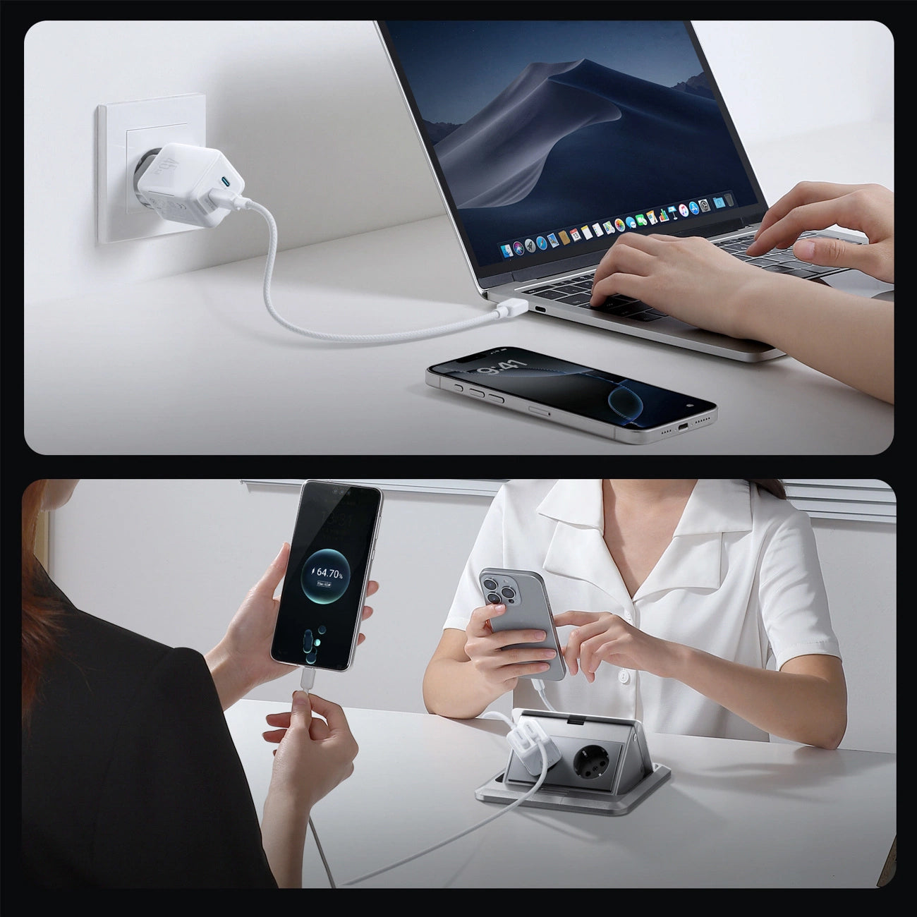 Punjač za mrežu sa USB-C kablom Joyroom JR-TCL05, 45W, 3A, 2 x USB-C, Bel