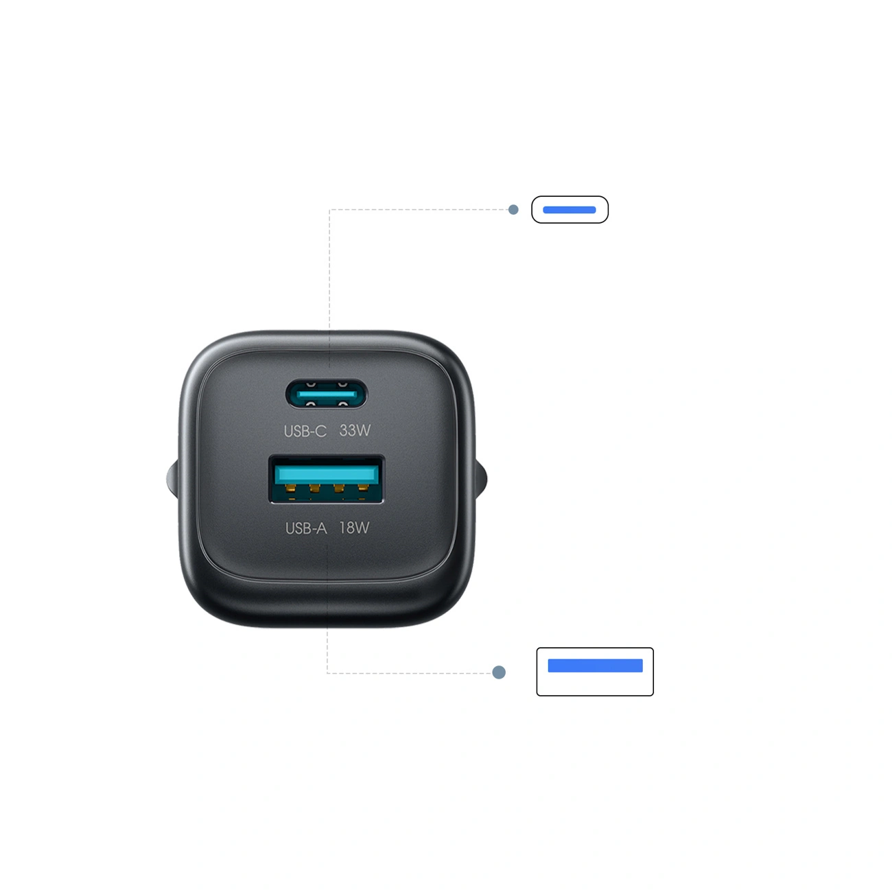 Punjač za mrežu sa USB-C kablom Joyroom JR-TG7, 33W, 3A, 1 x USB-A - 1 x USB-C, Crna