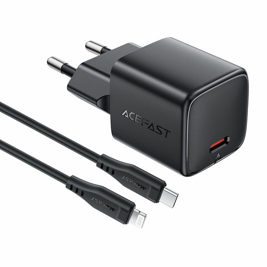 Punjač za mrežu sa Lightning kablom Acefast A118, 30W, 3A, 1 x USB-C, Crni
